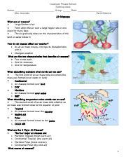 Air masses worksheet.pdf - Covenant Private School Science class Name: Group: Date: Mrs. Acevedo ...