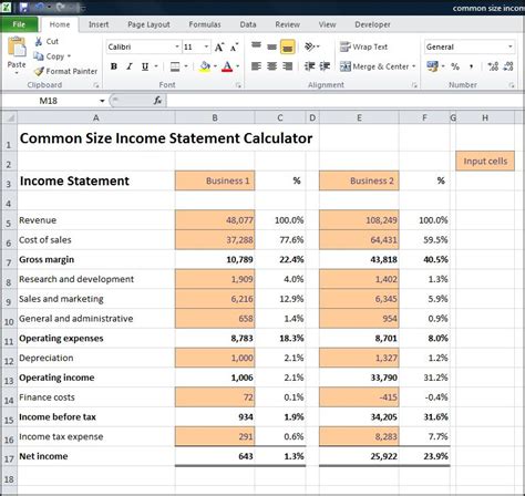 Common Size Income Statement Calculator | Double Entry Bookkeeping