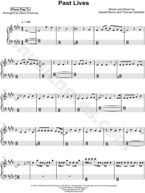 Dario D'aversa "Past Lives" Sheet Music (Piano Solo) in E Major - Download & Print - SKU: MN0229631