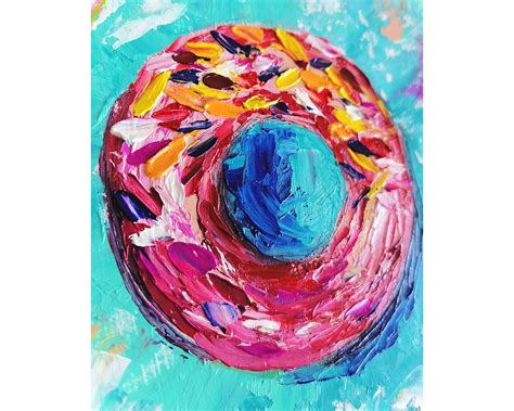 Donut Painting Doughnut Original Art Food Artwork Still Life | Etsy