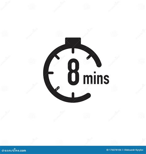 8 Minutes Timer, Stopwatch or Countdown Icon. Time Measure. Chronometr Icon. Stock Vector ...