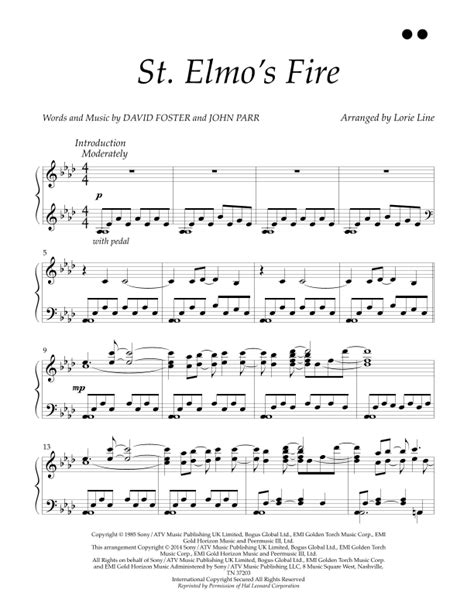 St. Elmo's Fire (man In Motion) (arr. Lorie Line) by John Parr Sheet ...