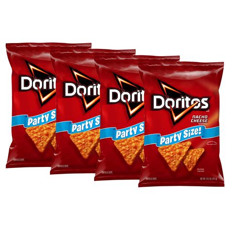 (4 pack) Doritos Nacho Cheese Tortilla Snack Chips,Party Size, 14.5 oz Bag - Walmart.com