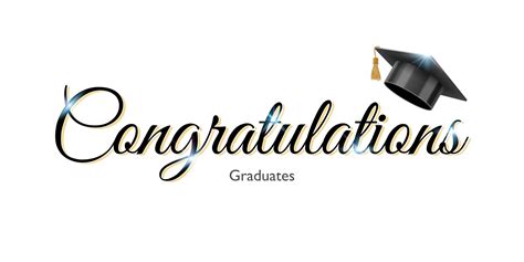 Congratulations sign for graduation with graduate university or college black cap, vector ...