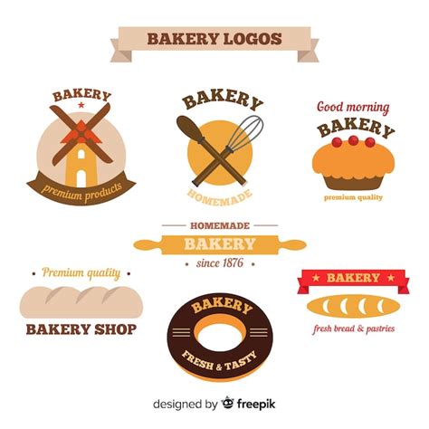 Flat bakery logos Vector | Free Download