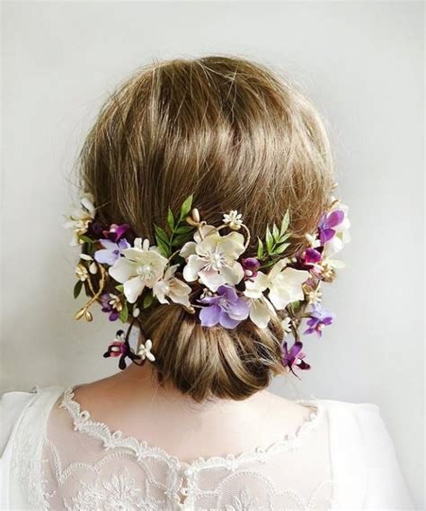 Floral Hair Piece Wedding, Purple Wedding Hair Accessories, Purple Hair ...