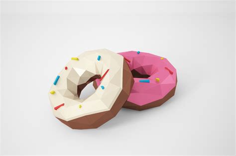 Donut Polygonal Sculpture, Low Poly PDF Template | LACRAFTA | Low poly, Math art, Low poly art