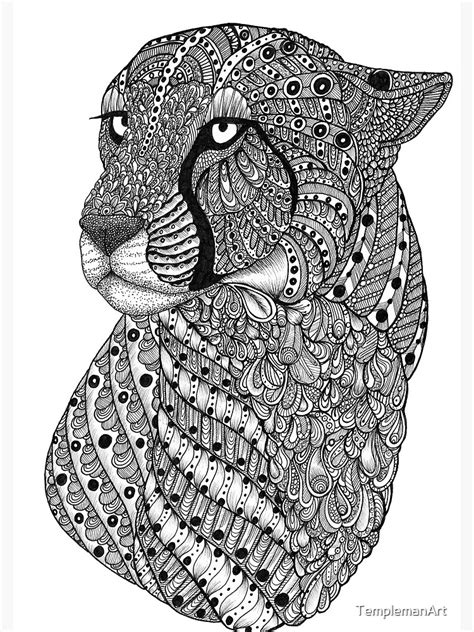 "Zentangle Art Black and White Cheetah" Spiral Notebook for Sale by TemplemanArt | Redbubble