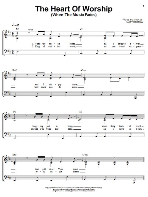 The Heart Of Worship by Matt Redman Sheet Music for Piano, Vocal & Guitar Chords (Right-Hand ...