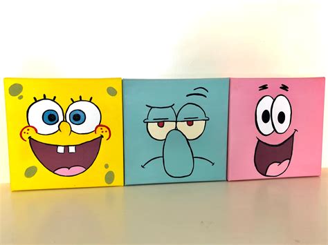 Spongebob Squarepants Patrick Squidward Acrylic Painting Painting ...