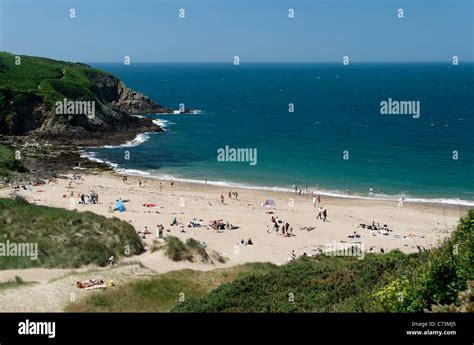 La Saussaye beach, in summer, holidaymakers on the beach (Cancale Stock ...