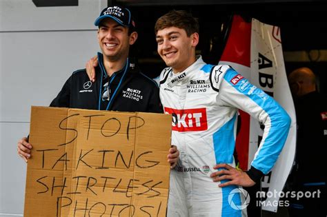 Nicholas Latifi, Williams Racing, holds a message for George Russell ...