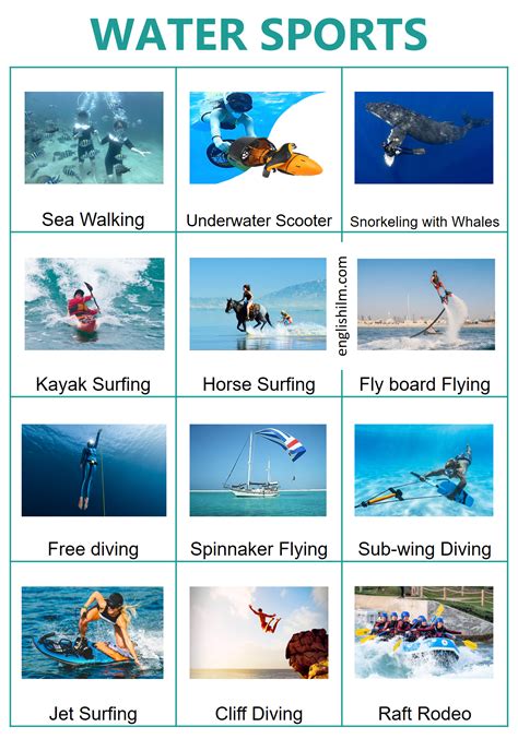 Water Sports Vocabulary: Learn English with Images