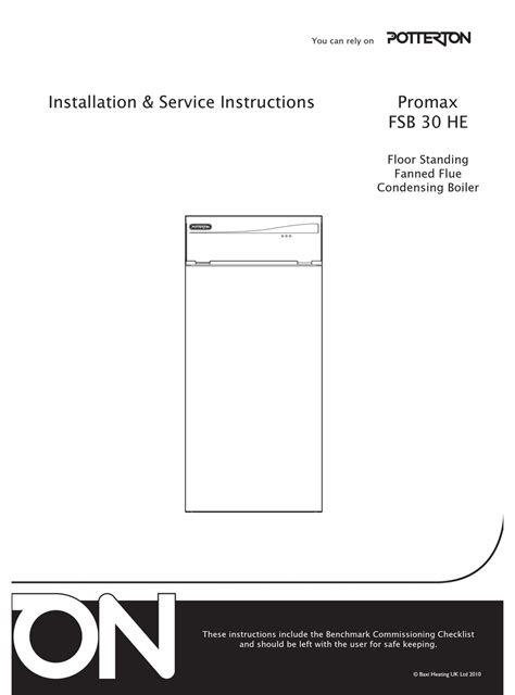 POTTERTON PROMAX FSB 30 HE INSTALLATION & SERVICE INSTRUCTIONS MANUAL Pdf Download | ManualsLib