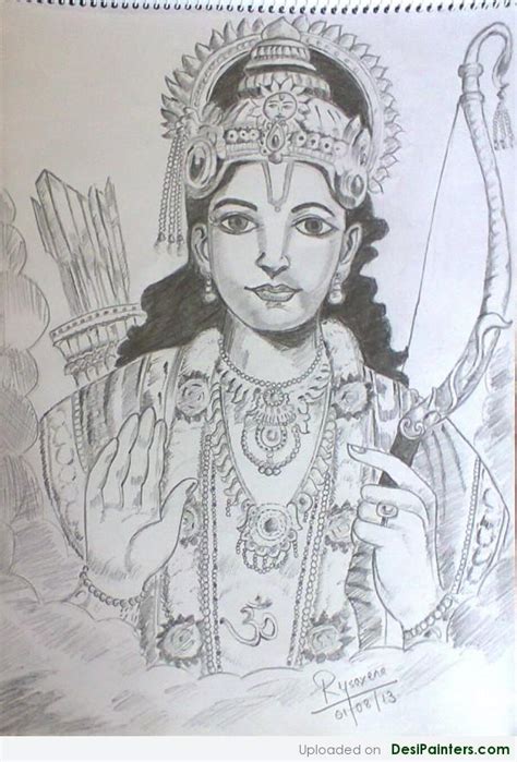 Pencil Sketch Of Shri Ram Ji - Desi Painters