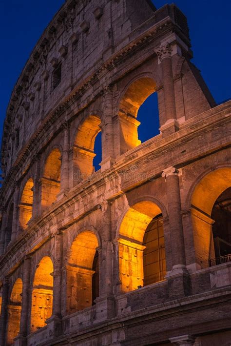 The Colosseum Under the Glow of Lights at Night, Rome Editorial Image ...