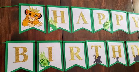 Lion King Happy Birthday Banner Simba Birthday Banner Lion - Etsy