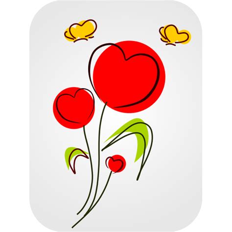 Flowers with hearts vector clip art | Free SVG