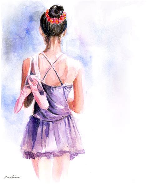 Ballerina girl watercolor painting art print Ballerina Kunst, Ballerina ...