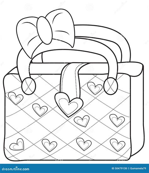 Ladies' Bag Coloring Page Stock Illustration - Image: 50479138