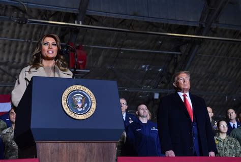 Melania Stuns In Gorgeous Vanilla Coat And Pants Combo At Joint Base ...