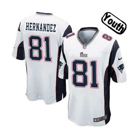 [Sewn-on,Youth]Aaron Hernandez New England Youth Football Jersey(White)