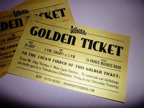 Golden Ticket Birthday Invitation Template - Cards Design Templates