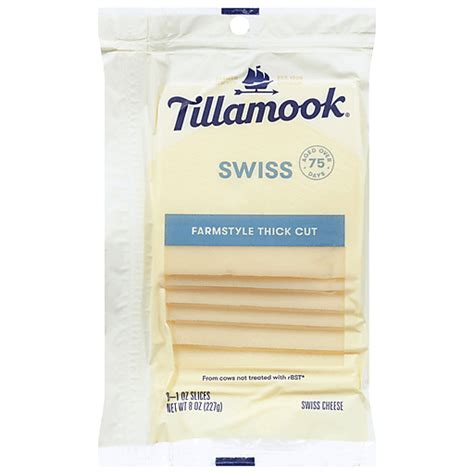 Tillamook Cheese Slices, Farmstyle, Swiss, Thick Cut 8 ea | Natural ...