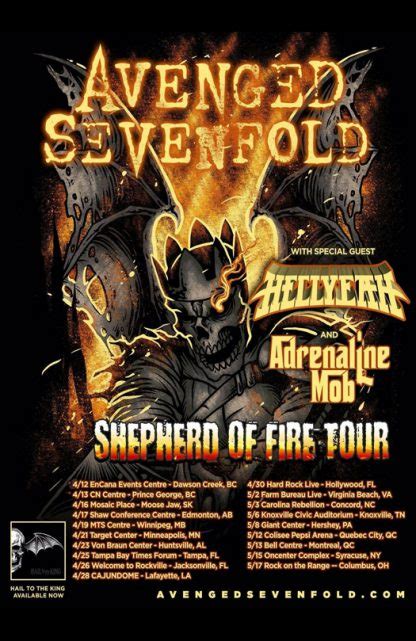 Avenged Sevenfold PosterA7X Concert 11 x 17 inches Ships SameDay from USA Shepherd of Fire Tour ...