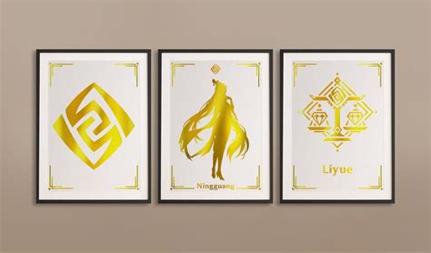 Genshin Impact 3 Piece Set Character Silhouettes Foil Art - Etsy