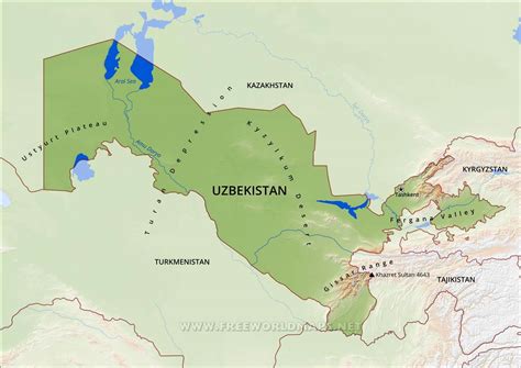 Uzbekistan Physical Map