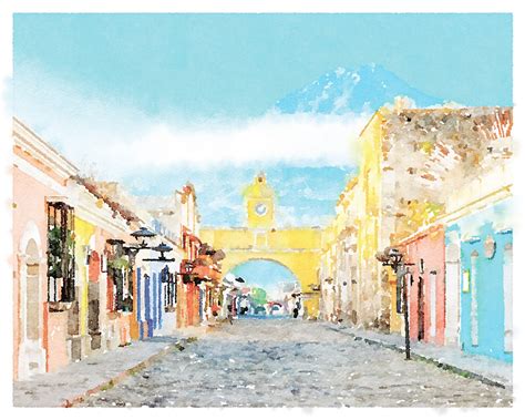 Antigua Guatemala Wall Art Watercolor Print Digital Download | Etsy