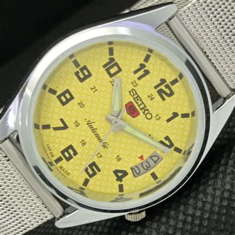 VINTAGE REFURBISHED SEIKO 5 AUTO 7009A JAPAN MENS YELLOW WATCH 598-a313025-1 $37.99 - PicClick