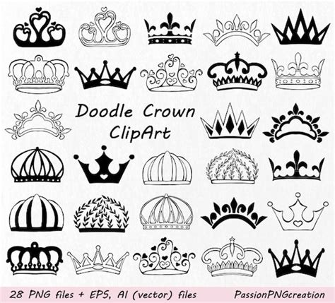 Doodle Crown Clipart Hand Drawn Crown Clip Art Crown - Etsy