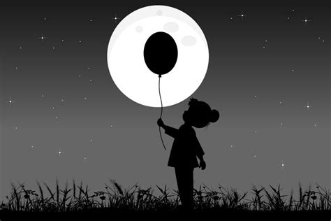 cute girl and moon silhouette landscape (2484333)