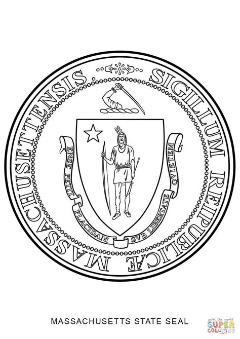 Massachusetts State Seal Coloring Page | Flag coloring pages, Kansas ...