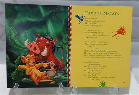 Disney the Lion King Sing-along Original Songs 20 Page Lyric Book 1994 Spiral Bound Full Colour ...