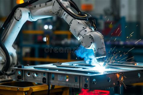 Automated Robot Arm Welding a Metallic Framework Stock Photo - Image of industrial, fabrication ...