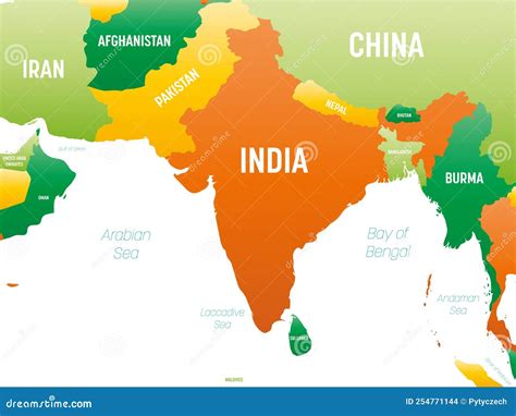 South Asia Detailed Political Map with Lables Stock Vector - Illustration of countries, detailed ...