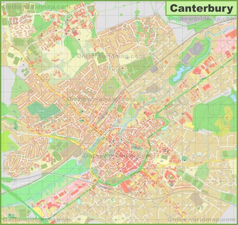 Detailed map of Canterbury Detailed Map, City Maps, Canterbury, Leaflet ...