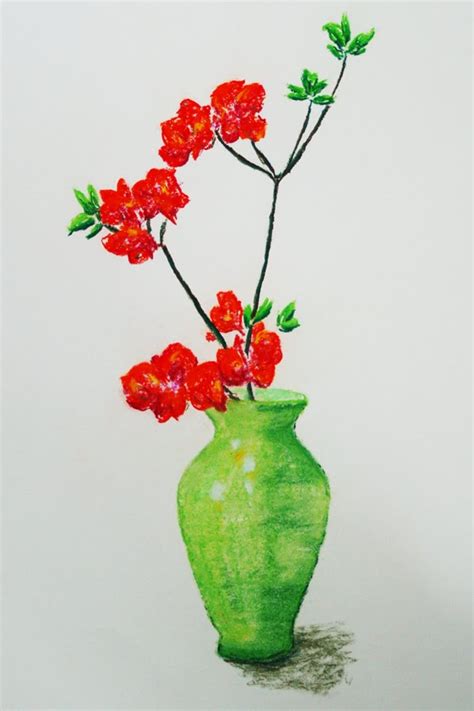 skryfblok: "Green Vase with Red Flowers"