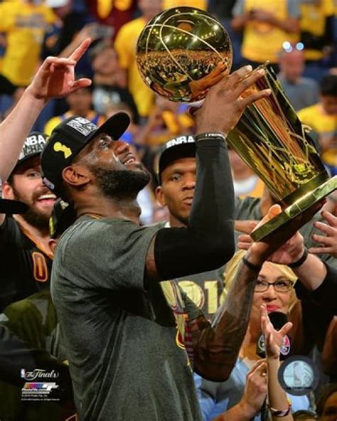 Lebron James with the NBA Championship Trophy Game 7 of the 2016 NBA ...