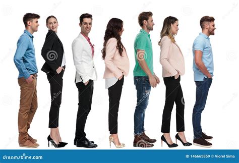 Different Young People Standing in Line Stock Image - Image of business, standing: 146665859