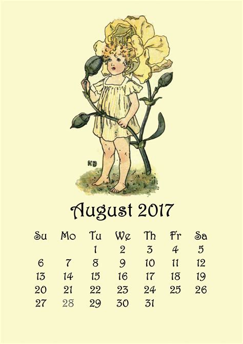 August Flower Fairy Calendar Free Stock Photo - Public Domain Pictures