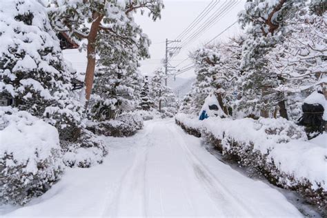 Snow Falling In Winter At Gifu Chubu Japan Stock Image - Image of ...