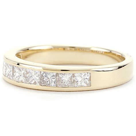 Channel Set Princess Cut Diamond Band in Yellow Gold | New York Jewelers Chicago