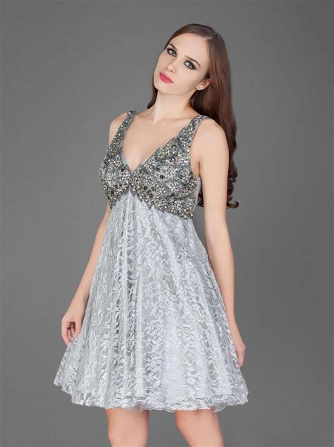 Style J8411 Halter Top Silver Cocktail Dresses – DARIUS GOWNS