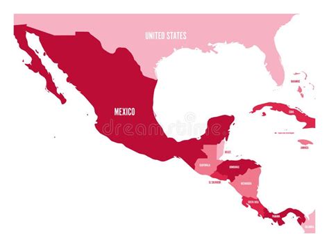 Political Map of Central America and Mexico in Four Shades of Maroon ...