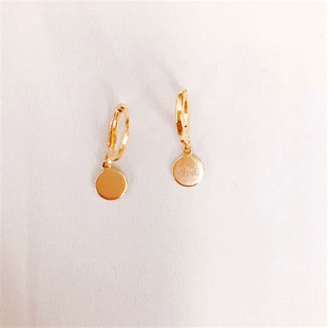 Gold Plated 24 Carat Hoop Earrings With Pendants / Earring With Pendant Circle / Pendant ...