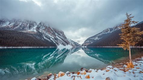 Image Banff Canada lake Louise Nature Mountains Lake Snow 1920x1080